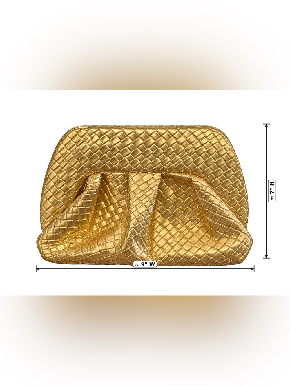 Fashion Nova Gold Woven Pleated Evening Clutch